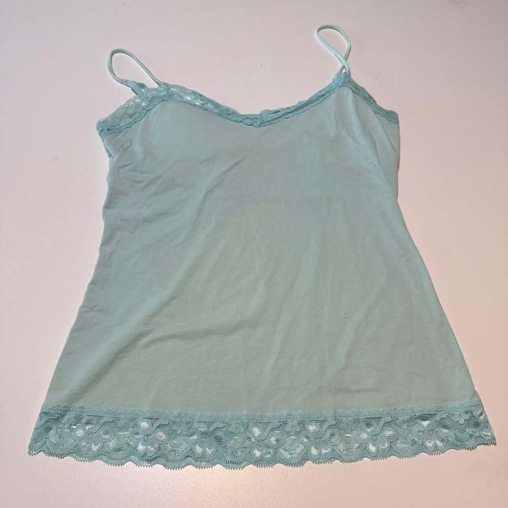 No Boundaries Lace Trim Camisole XL Aqua Mint Green
